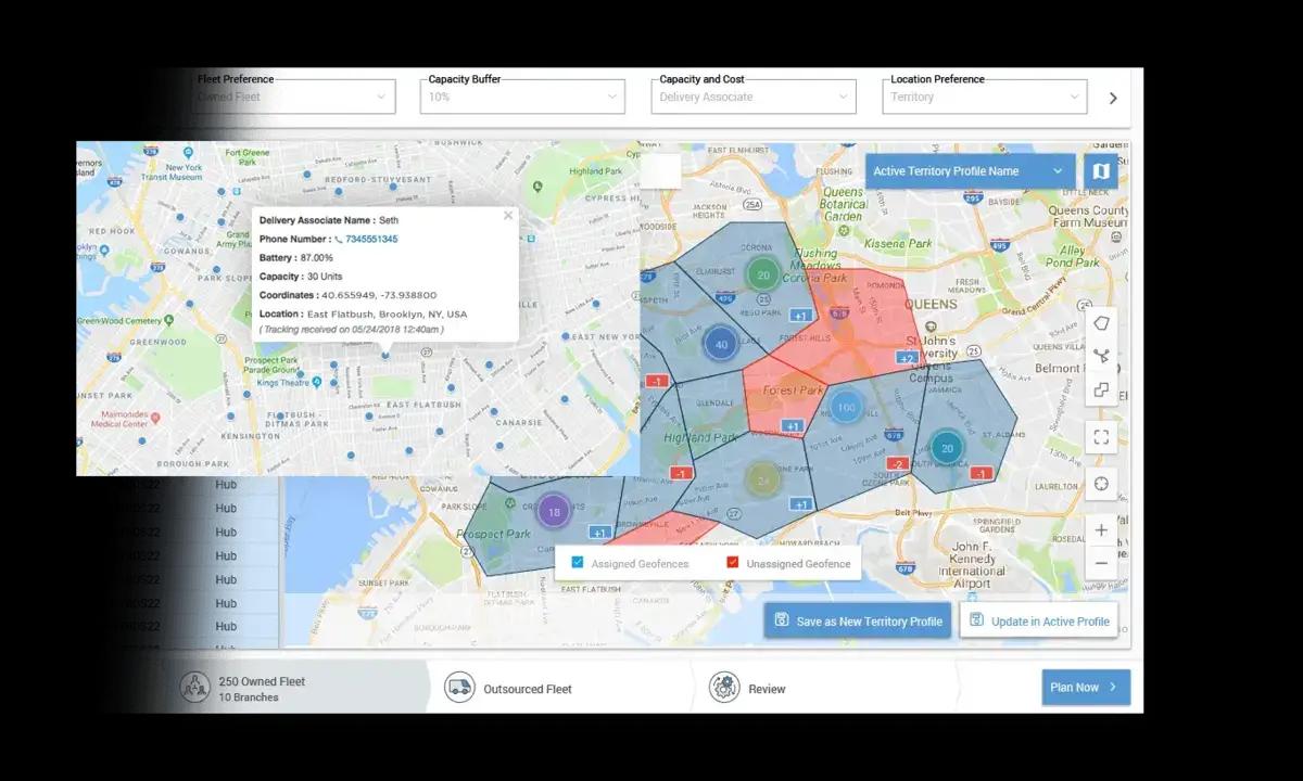 DA details in delivery planning software