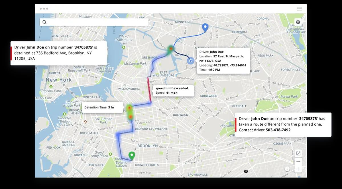 Fleet status with driver tracking software