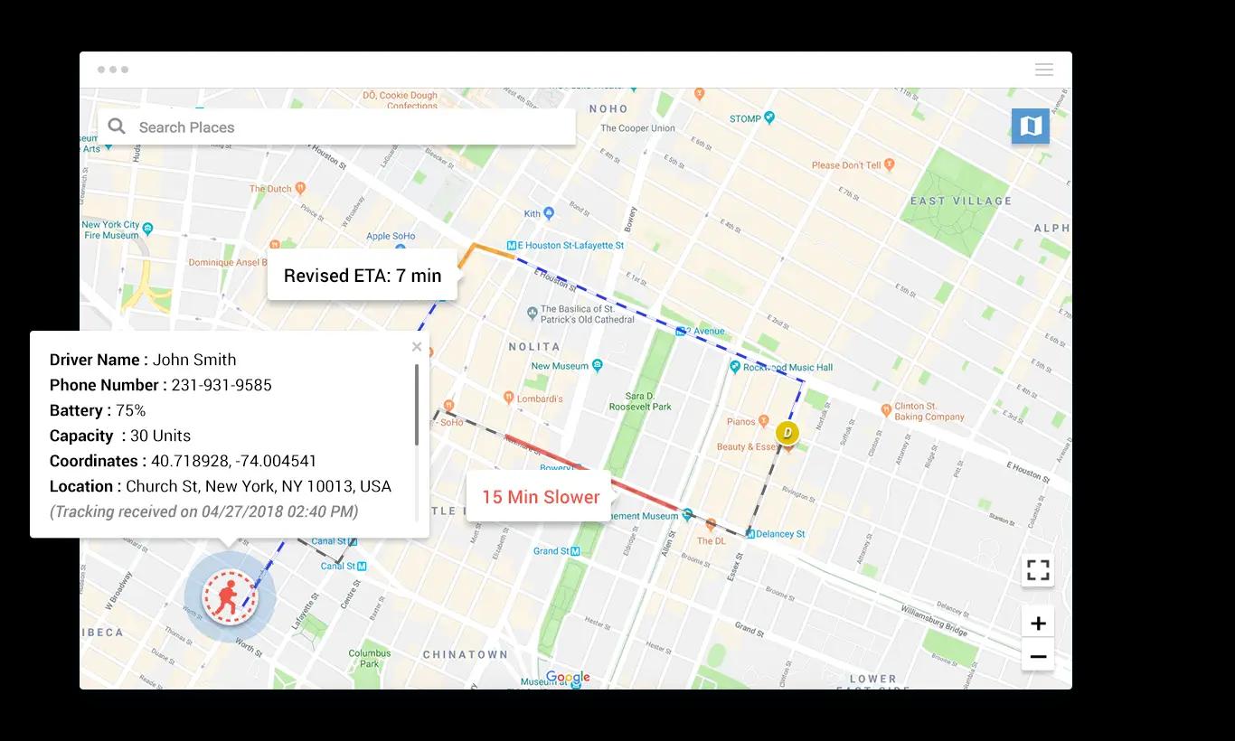 Dynamic ETA calculation using fleet tracking software