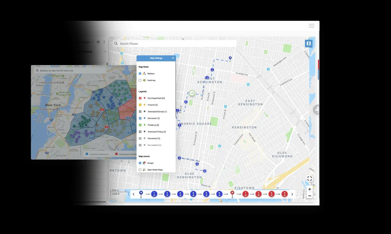 Map view using Route Planning Software