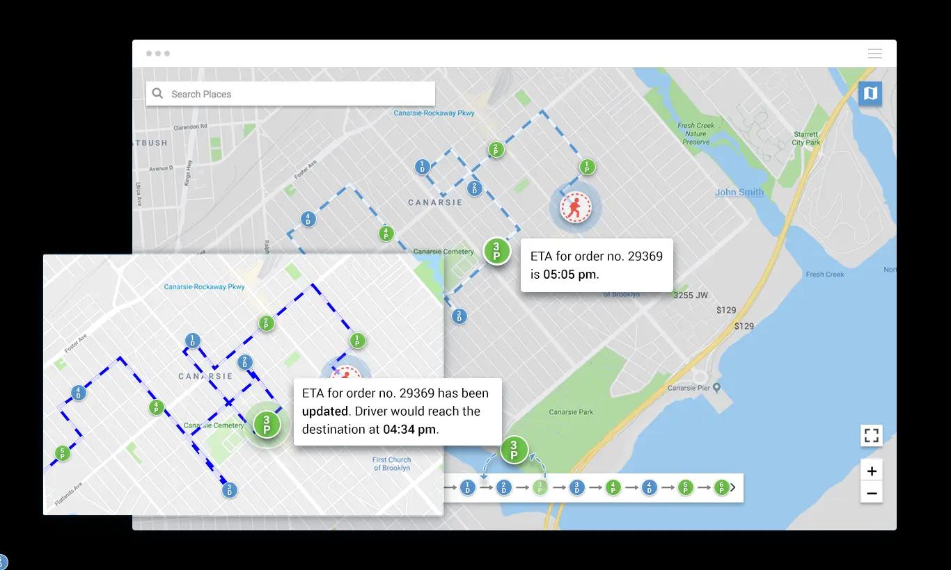 ETAs with Multi stop route planner