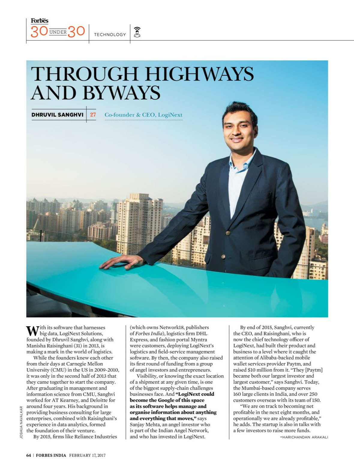 Forbes 30 Under 30 - Dhruvil Sanghvi, CEO, LogiNext