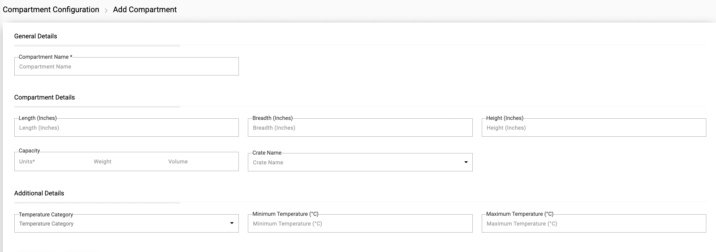 Compartment Configuration Feature For Fleet Management