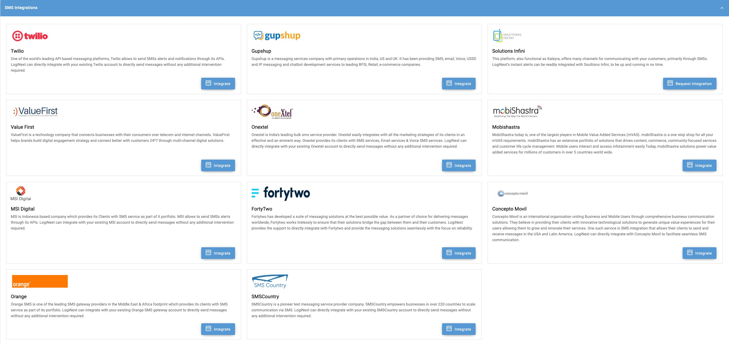 SMS Integration Marketplace