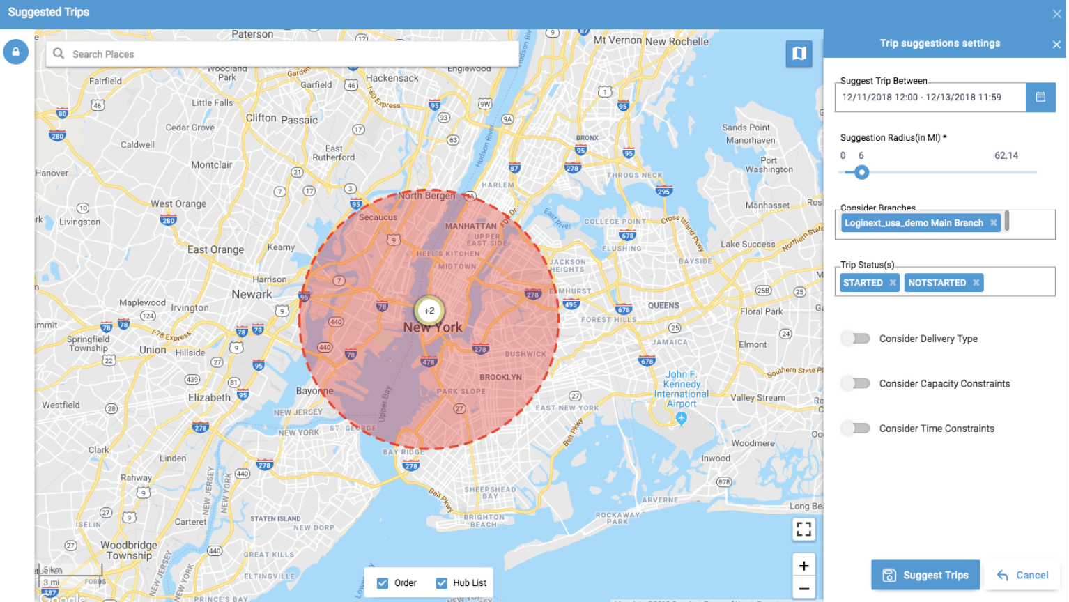 Trip Suggestion- Logistics Management Software Feature